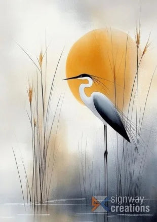 Elegant Heron Art Print - Minimalist Nature Canvas Decor