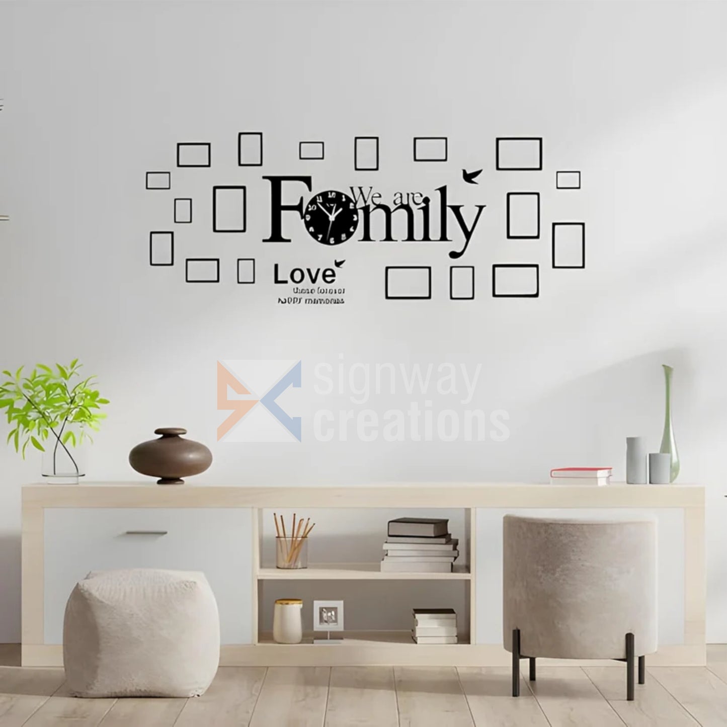 We Are Family’ Wall Clock with Decorative Personalized Photo Frames