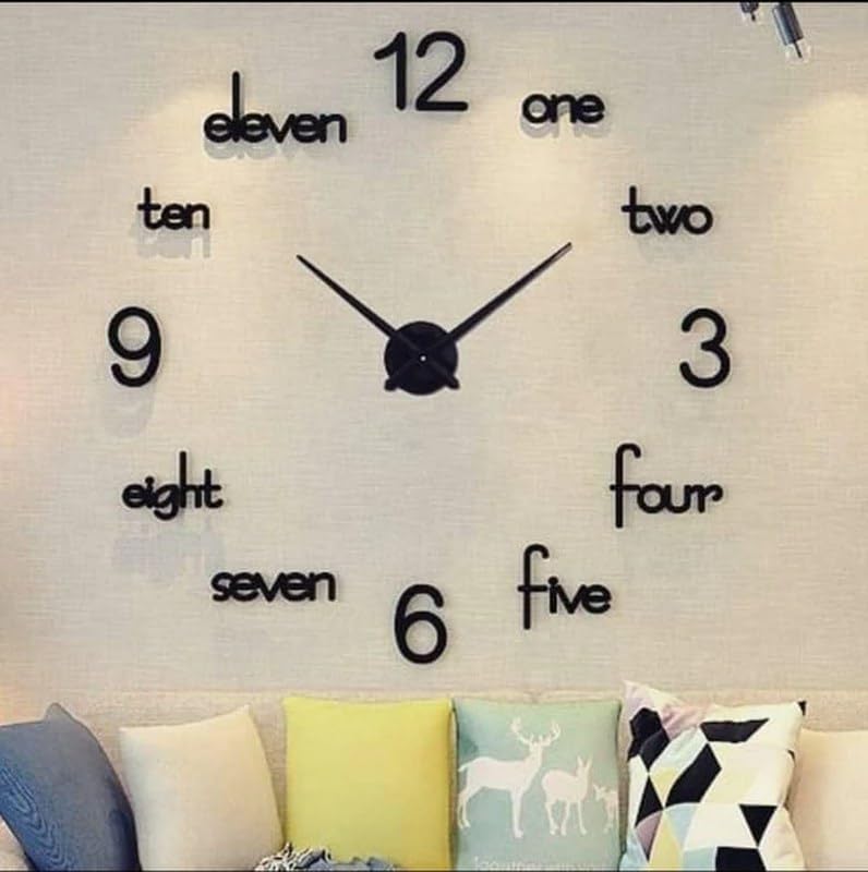Large 3D Wall Clock Black