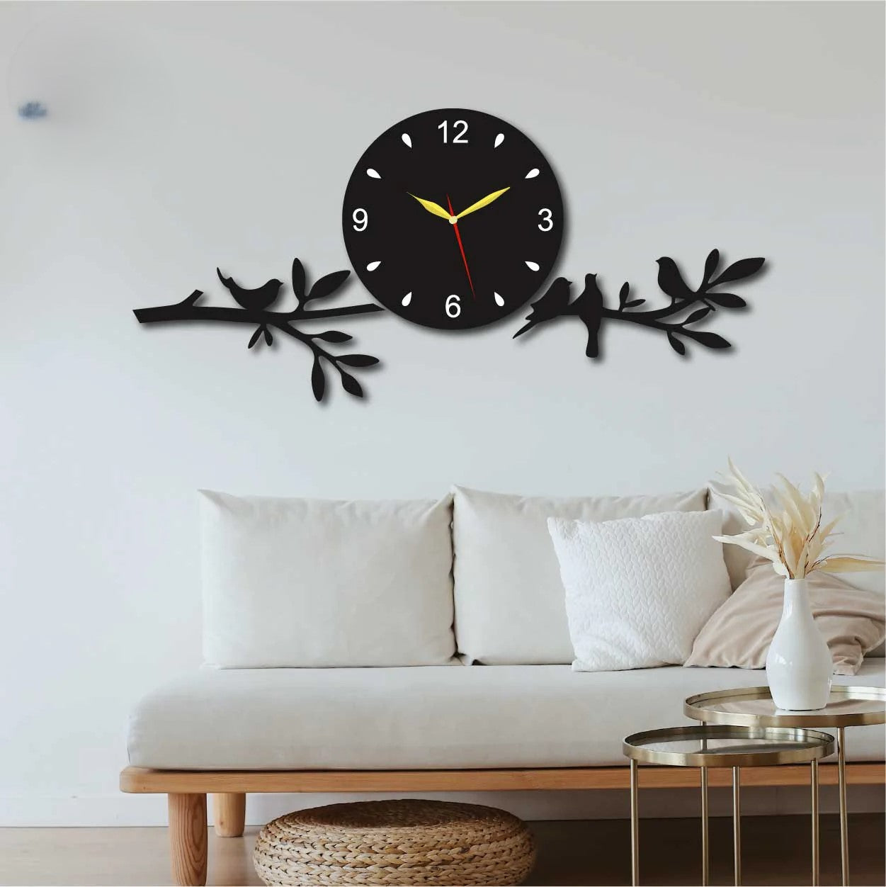 Elegant Birds and Branches Acrylic Wall Clock
