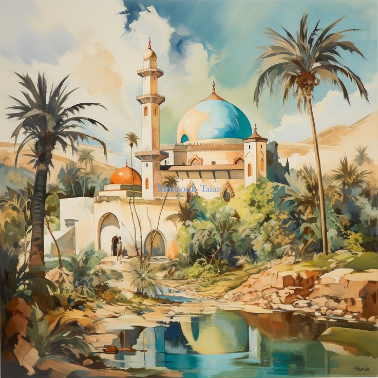 Oasis Mosque Watercolor