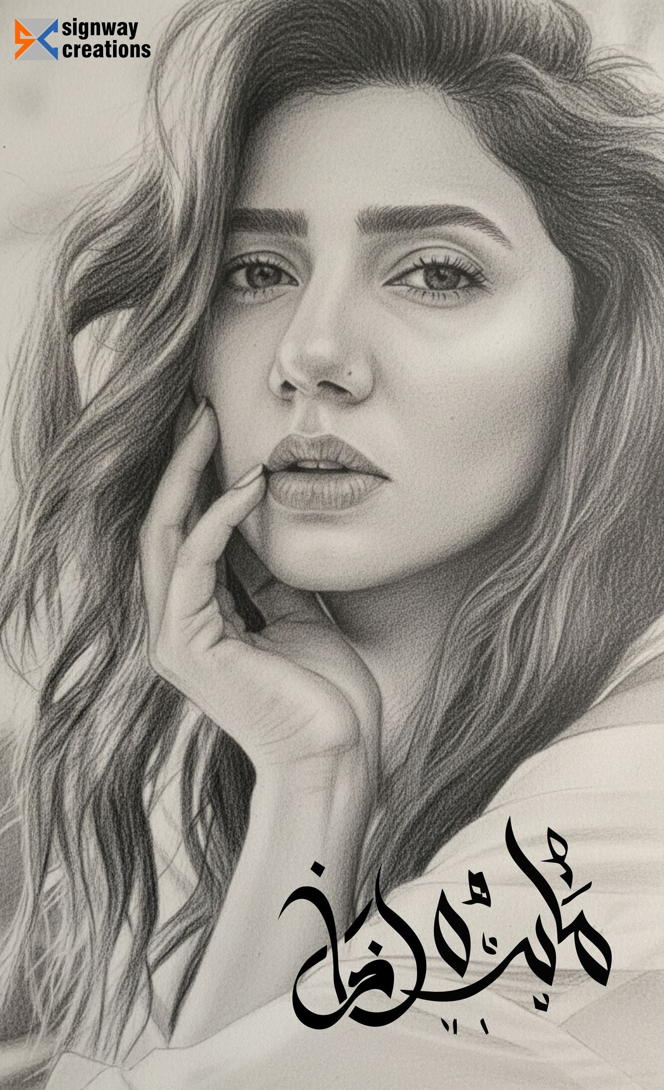 Maira Khan Pencil Art Canvas Portrait