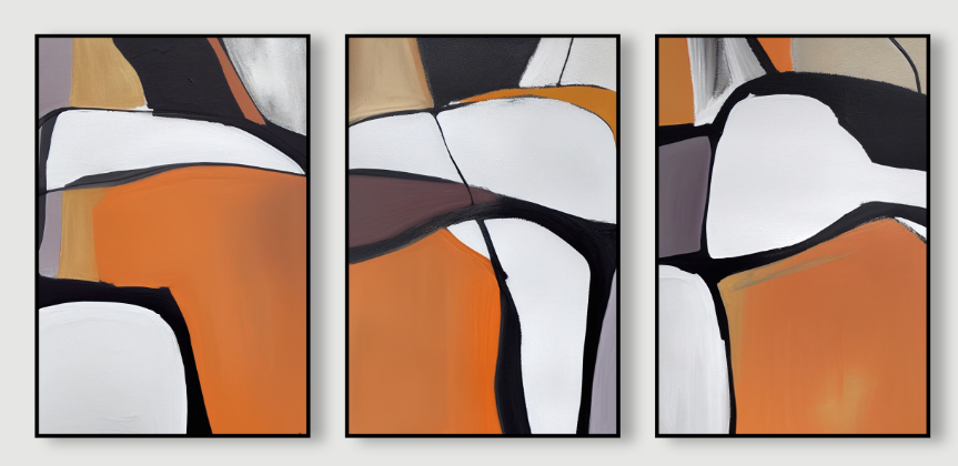 The Matisse Edit – Orange & Black Canvas Set of 3