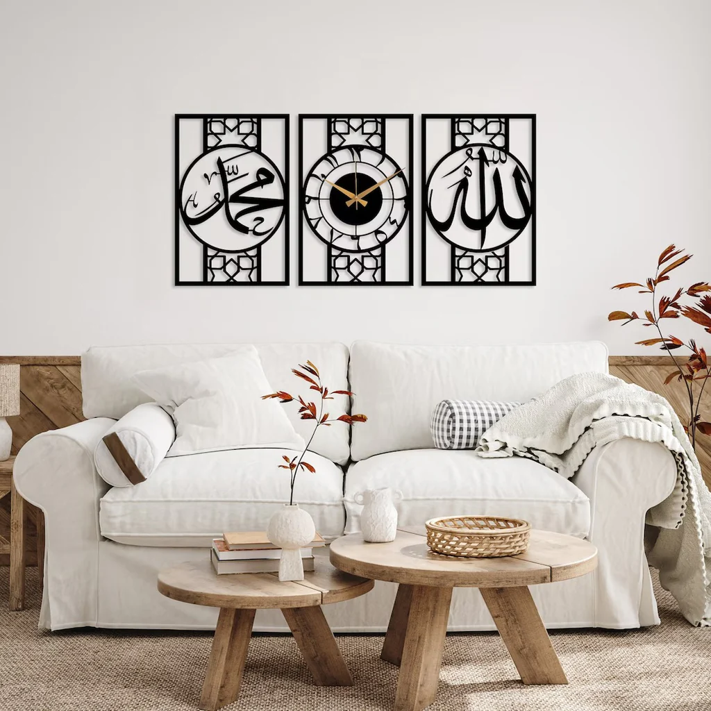 3 Pcs Allah Muhammad Acrylic Clock: A Timeless Statement Piece