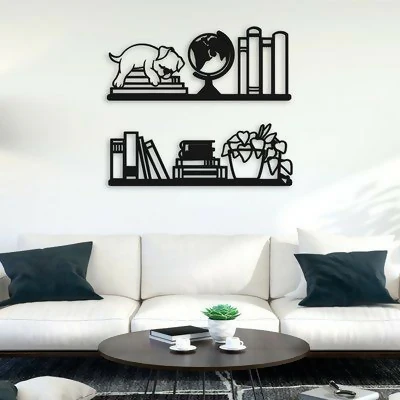 Charming Pet and Bookshelf Wooden Wall Décor