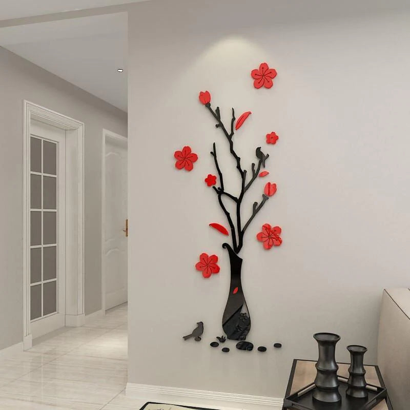 Lily Flower Vase Acrylic Wall Art - Elegant Floral Decor for Modern Spaces