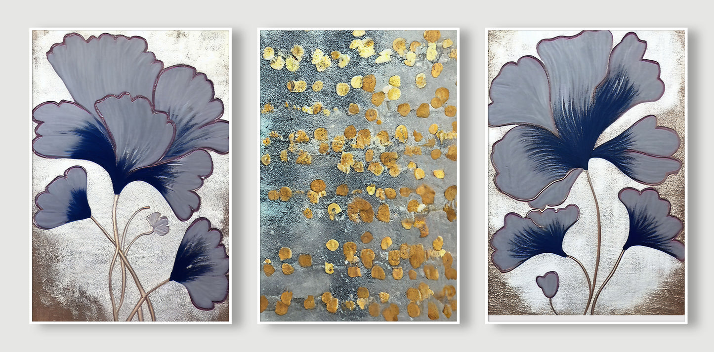 The Blue Petal Canvas Set of 3