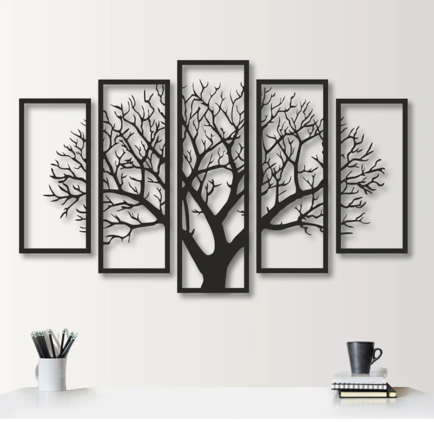 Enchanting Woodland Wonder: The Five Frames Tree 3D Wall Art