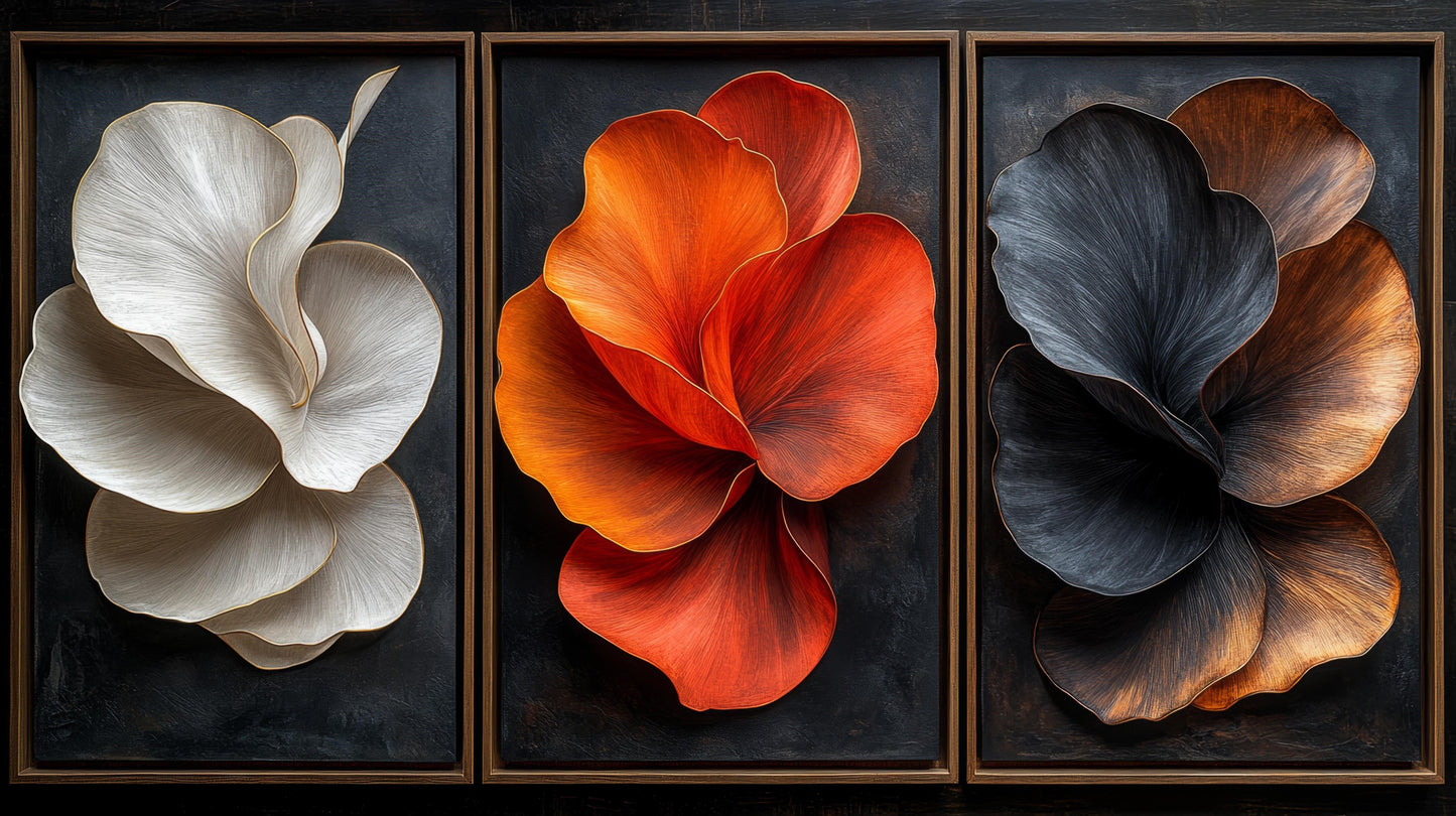 Bold Bloom 3D Botanical Canvas Set of 3