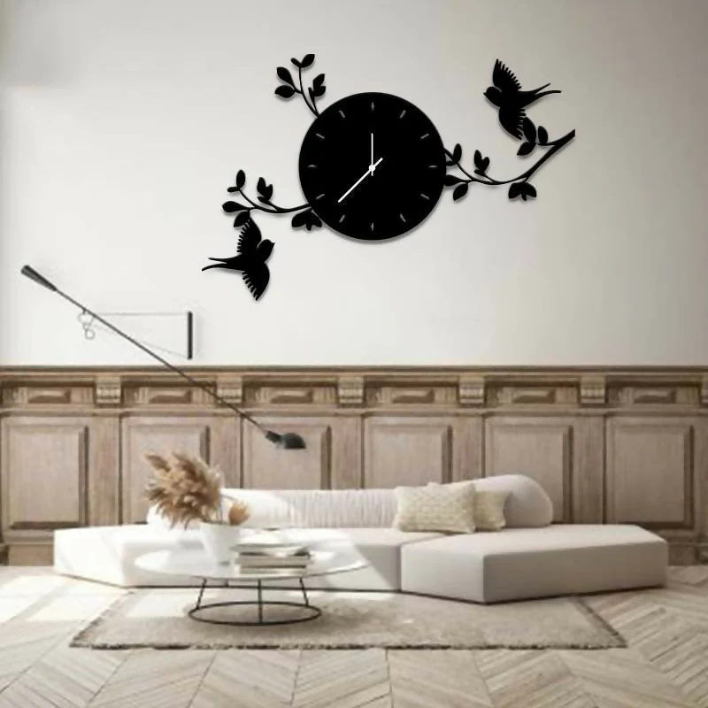 Elegant Bird & Branch Wooden Wall Clock