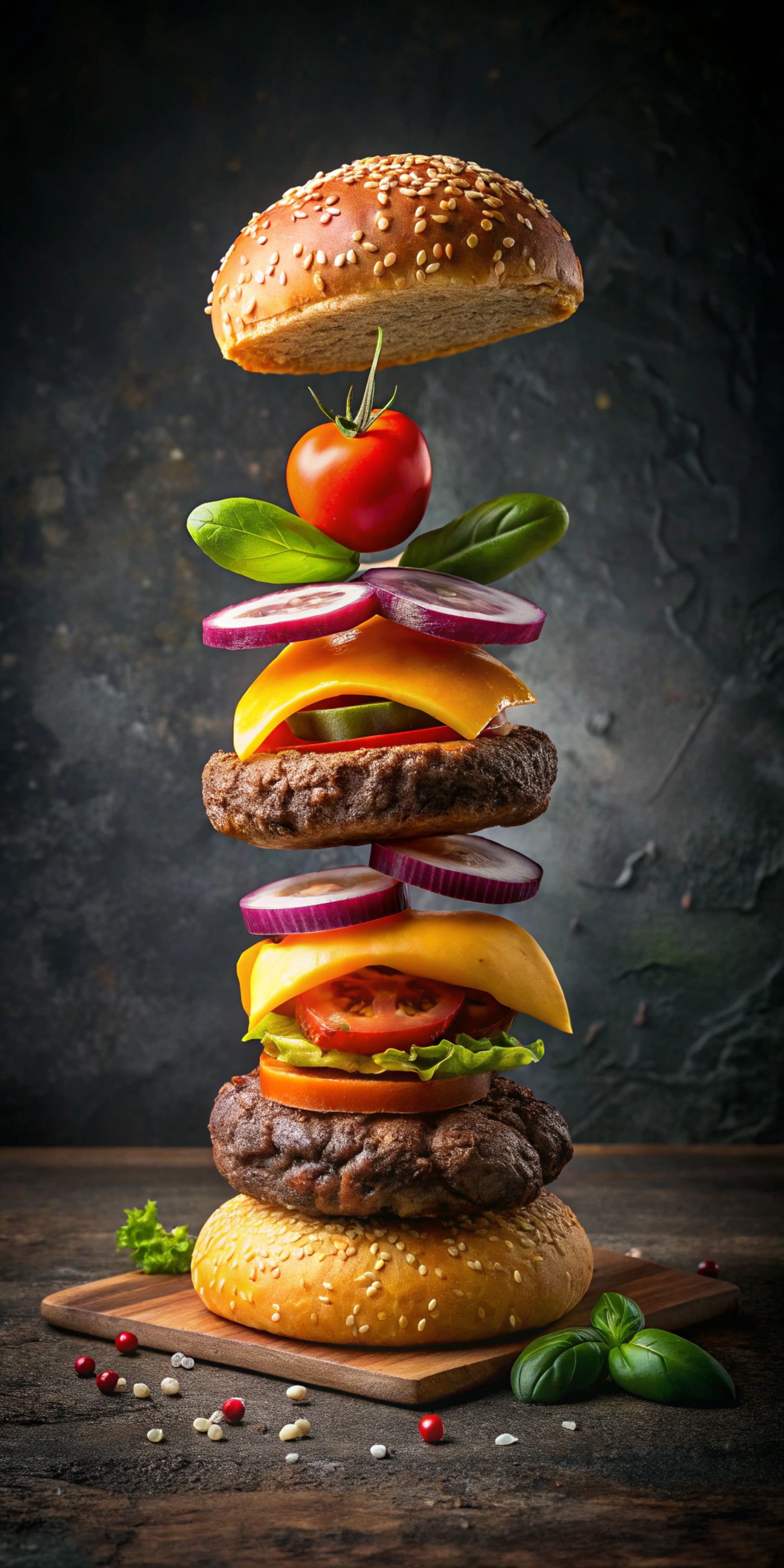 Exploded Burger Art Canvas