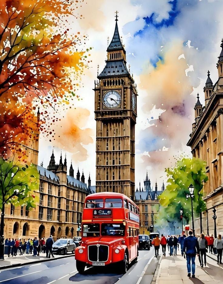 London Big Ben Watercolor