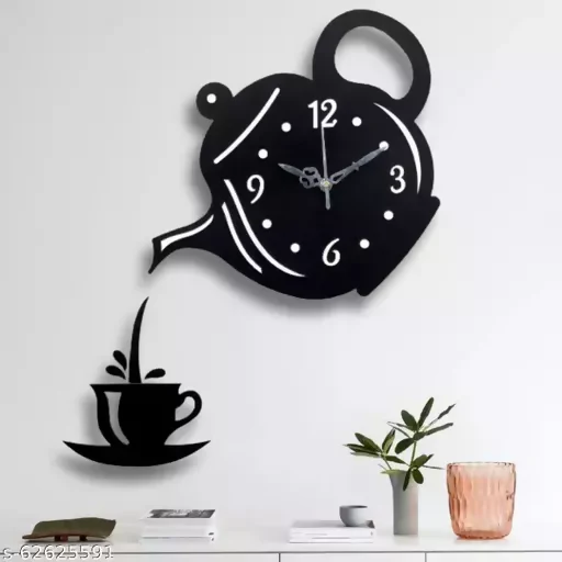 Charming Wooden Kettle Wall Clock