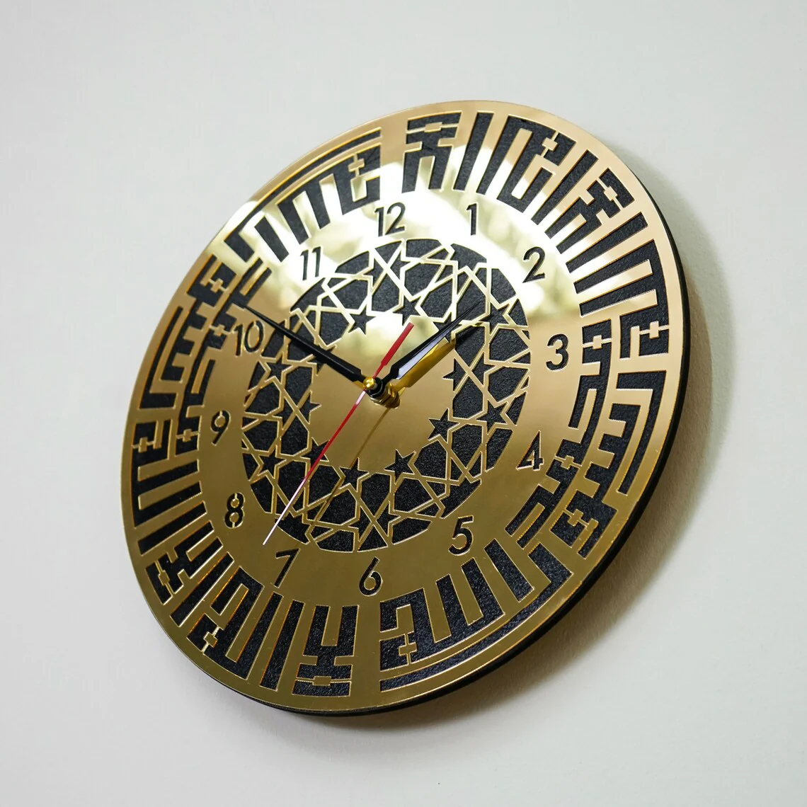 Kalima Kufic Islamic Wall Art Clock with Numbers