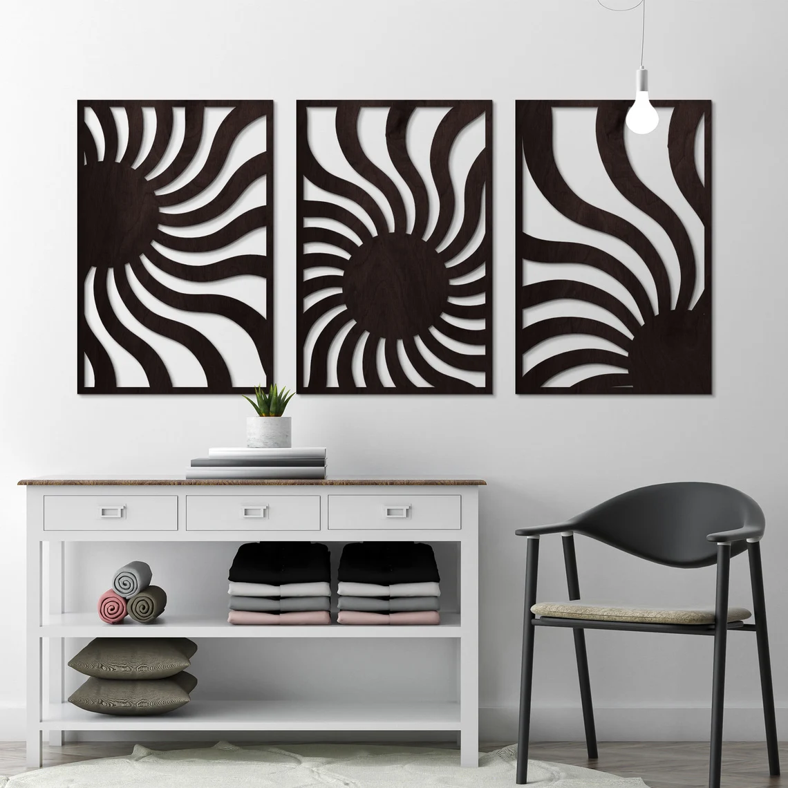 Sun wall art set of 3, Mid century acrylic wall art large, Sunrise acrylic wall art,3 panel wall art