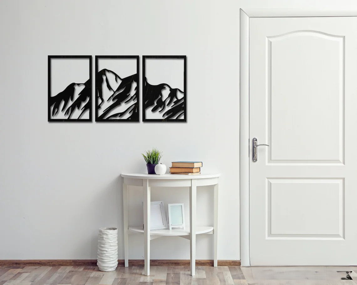 Mountain Wall Art, Set of 3 Wall Decor, 3 Acrylic Panel Mountain Landscape Wall Art