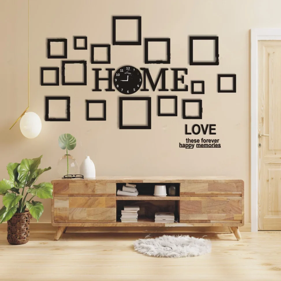 Home Wall Clock with Frames for Home Décor