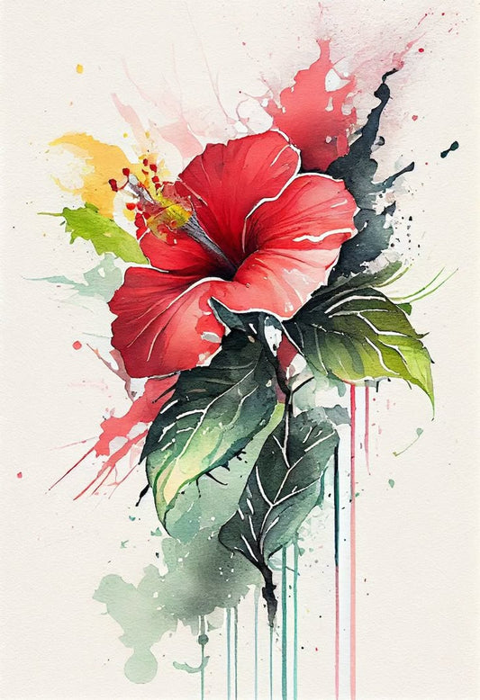 Crimson Bloom: Watercolor Floral Study