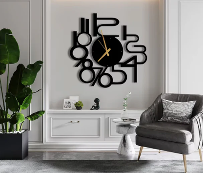 Modern Acrylic Abstract Numbers Wall Clock