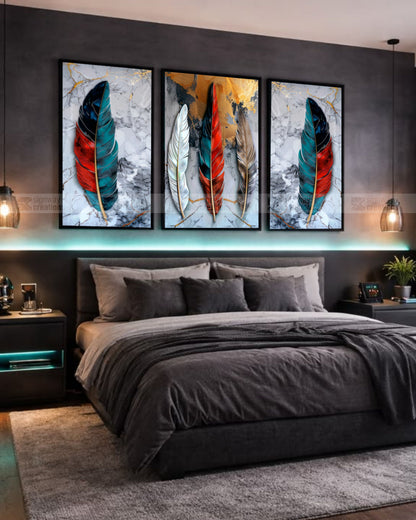 The Feather Kings Luxury Feather Canvas Set of 3