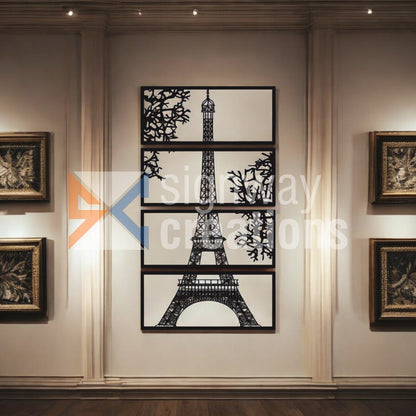 Eiffel Tower Wall Art Decor, 4 Piece Wall Art, Eiffel Large Wall Decor, Eiffel Silhouette Wall Art, Paris Lovers Gift
