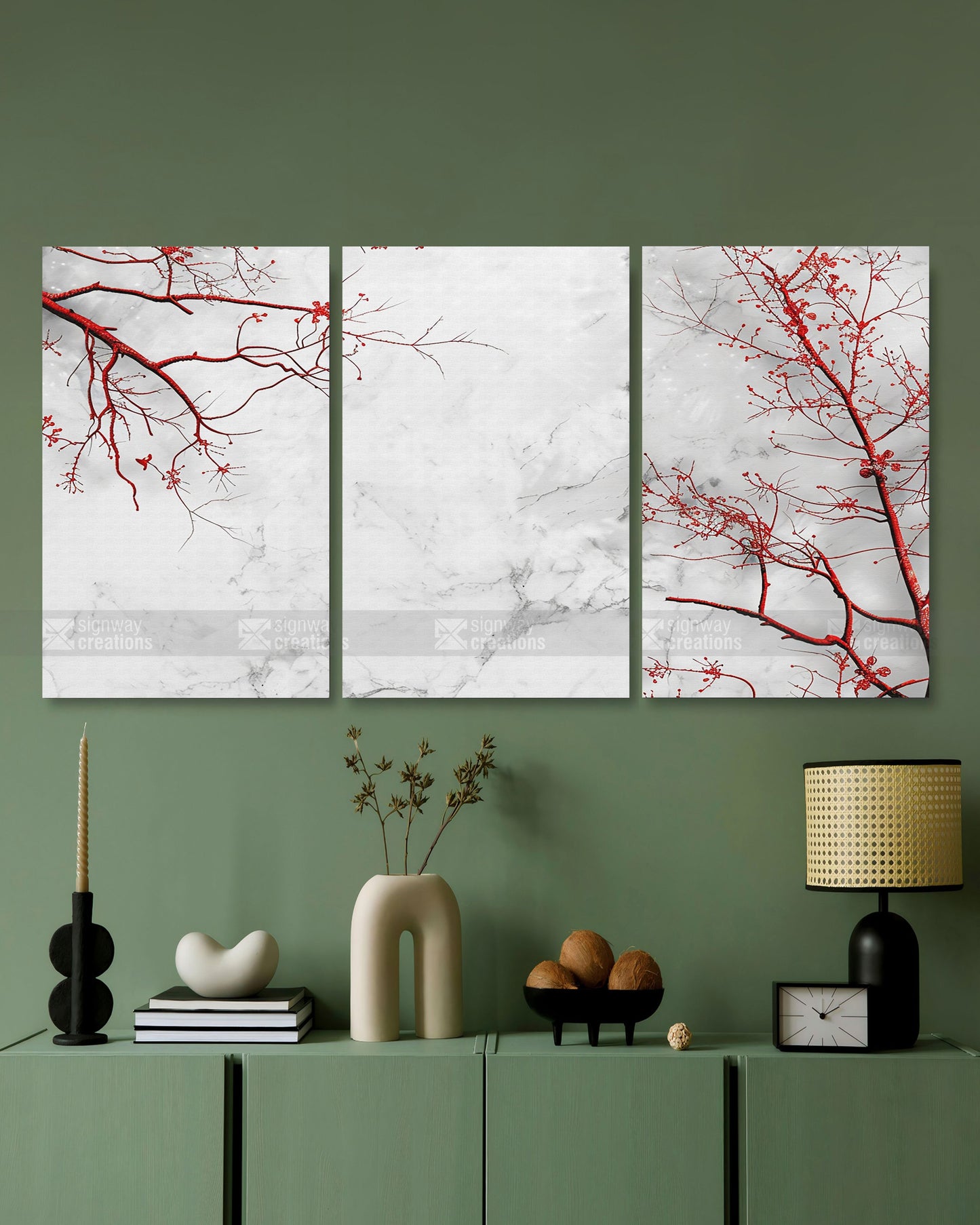 The Red Blossom – Japanese Style Canvas Set of 3