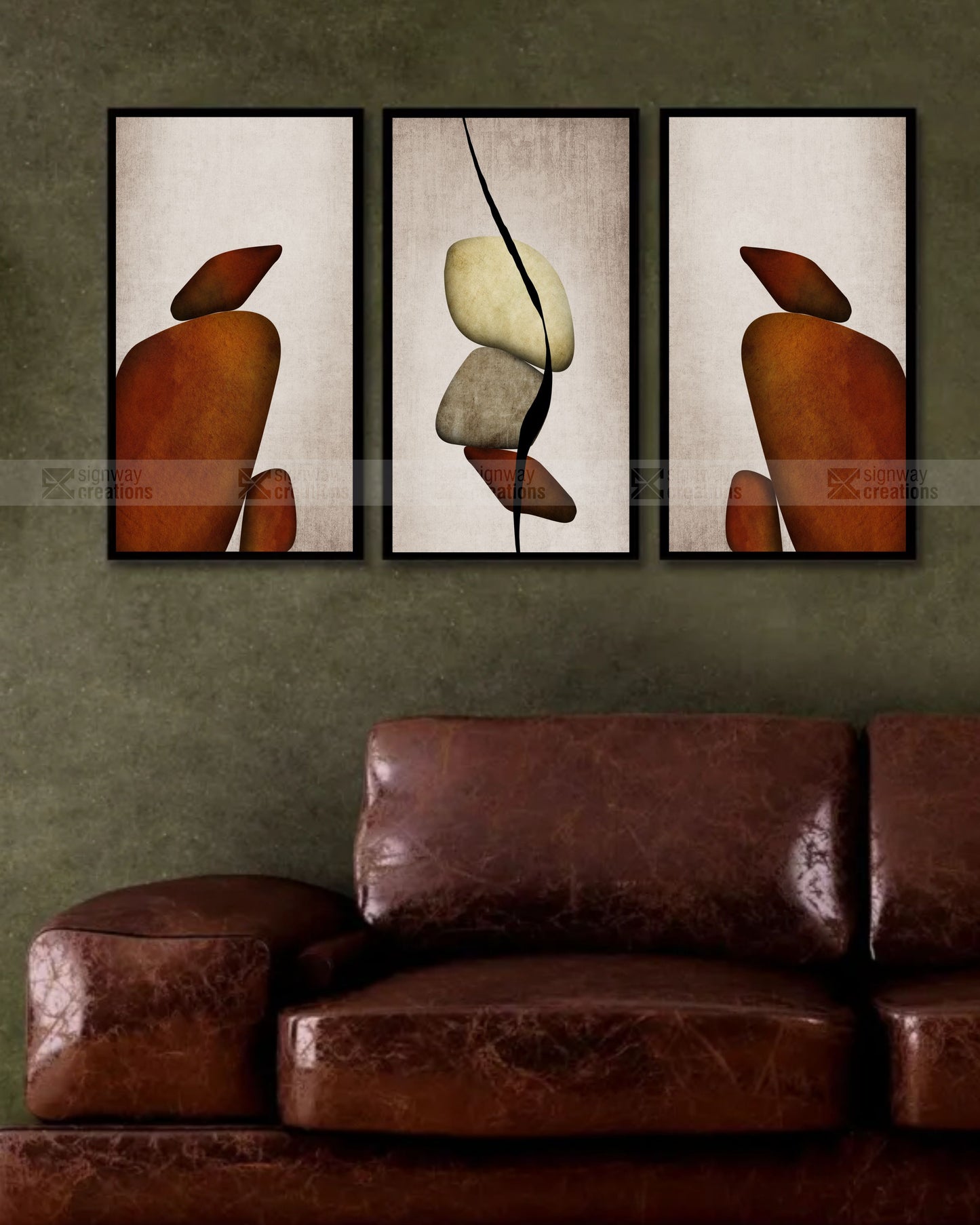 Equilibrium – Terracotta & Stone Canvas Set of 3