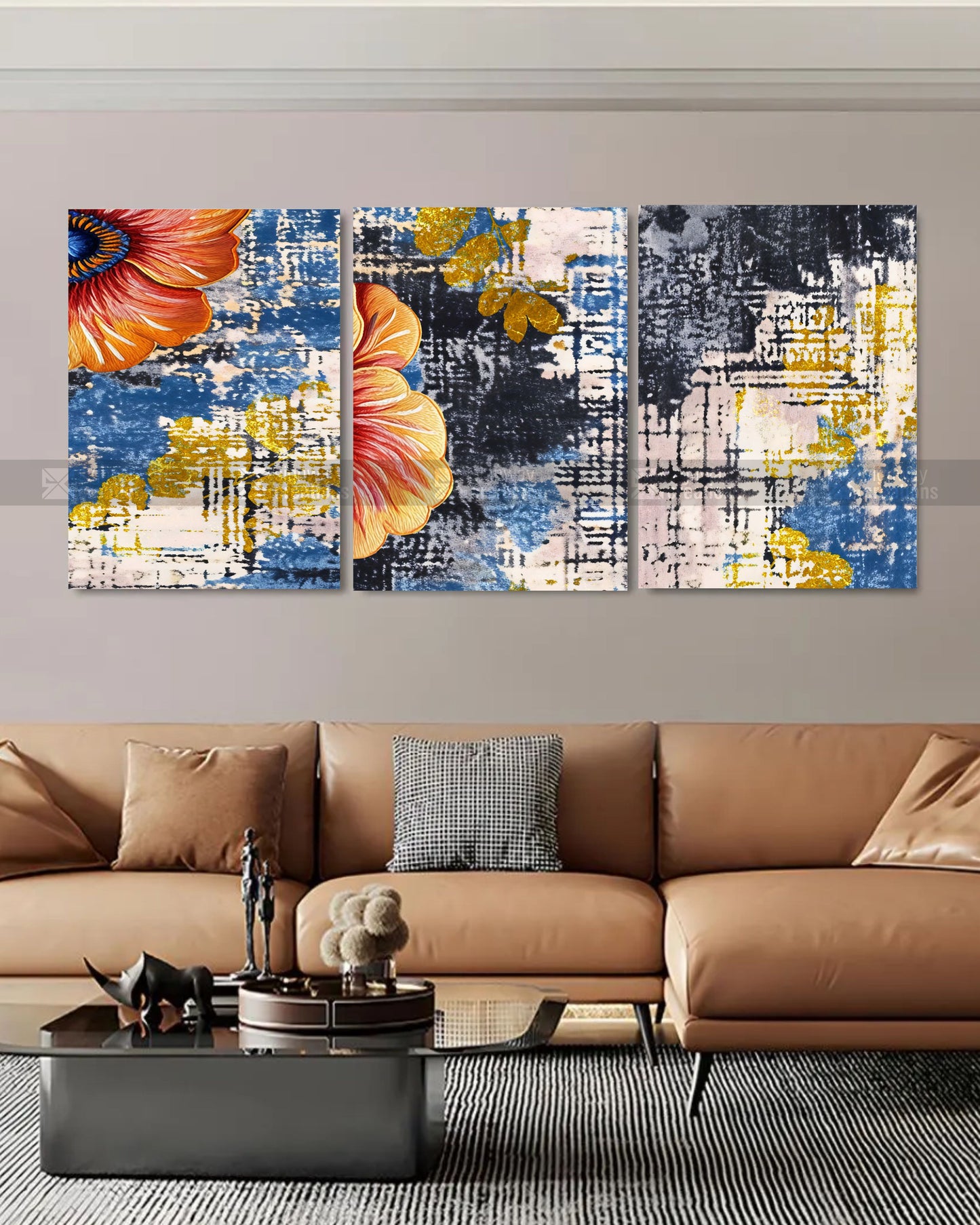 Bloom & Chaos – Abstract Floral Canvas Set of 3
