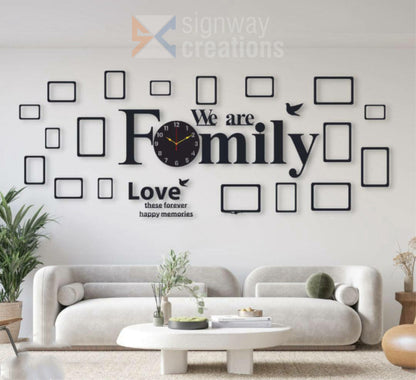 We Are Family’ Wall Clock with Decorative Personalized Photo Frames