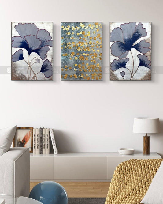 The Blue Petal Canvas Set of 3