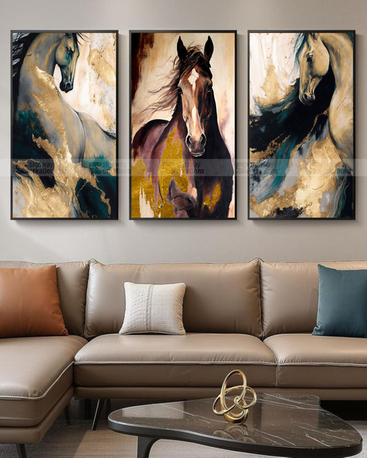 Born to Run – Luxury Horse Canvas Set of 3