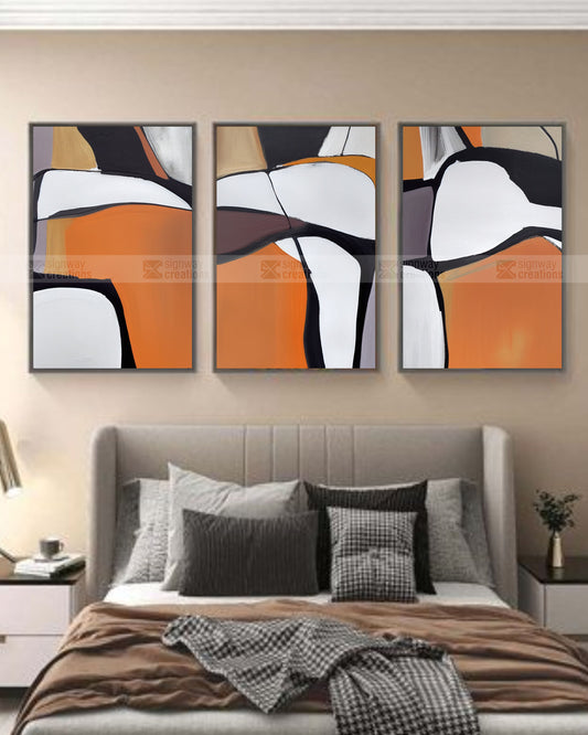 The Matisse Edit – Orange & Black Canvas Set of 3