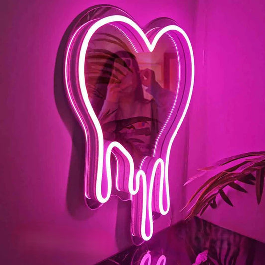 Melting Heart Neon Acrylic Selfie Mirror