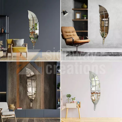 Feather Mirror Acrylic Wall Decor – 6Pcs