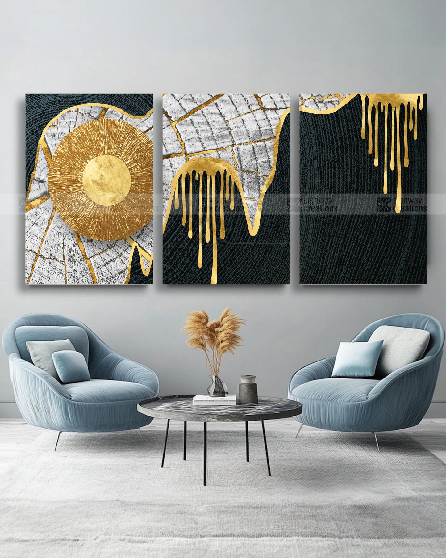 Molten – Gold & Black Canvas Set of 3