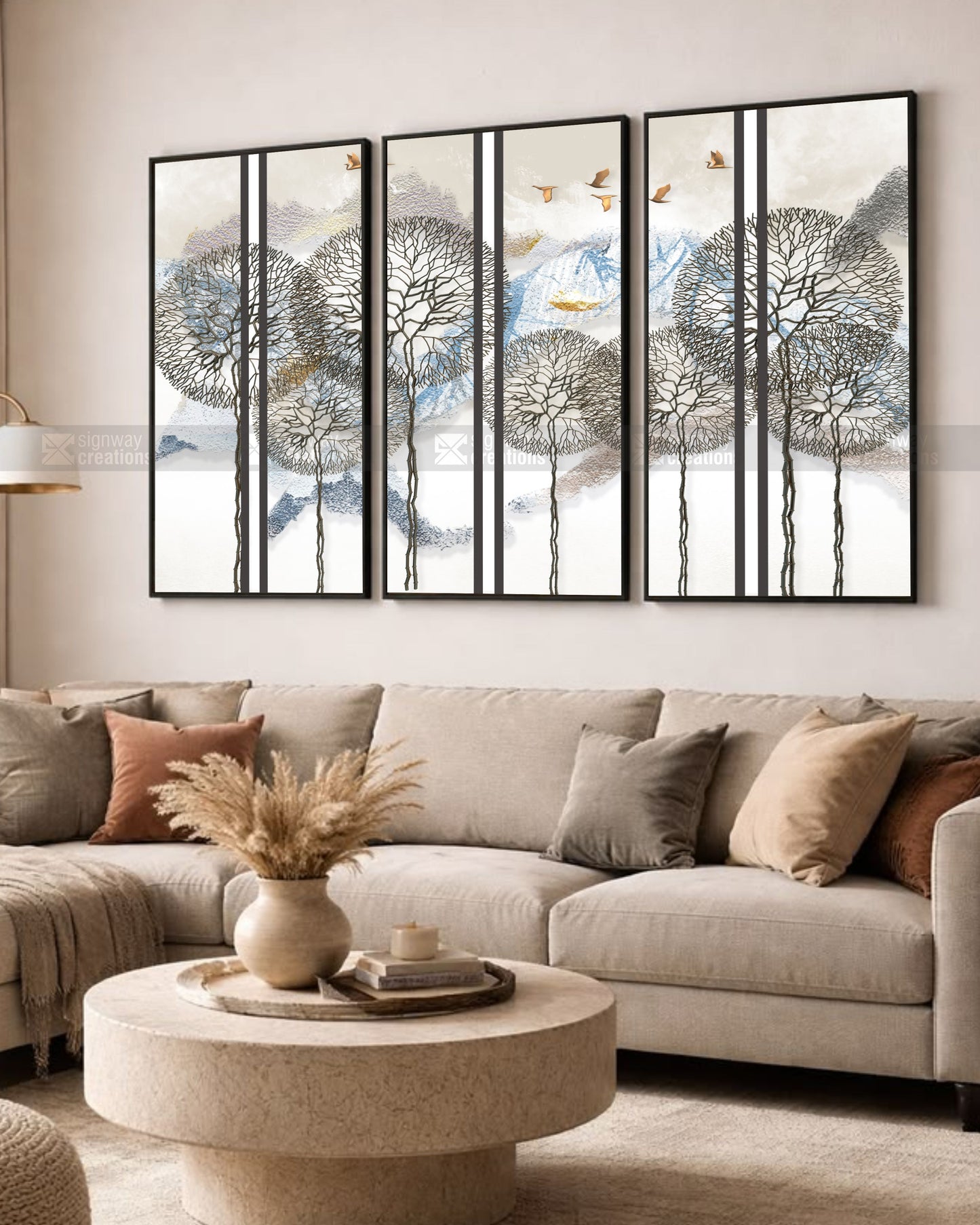 The Five Trees – Japanese Line Art Canvas Set