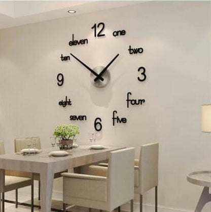 Large 3D Wall Clock Black