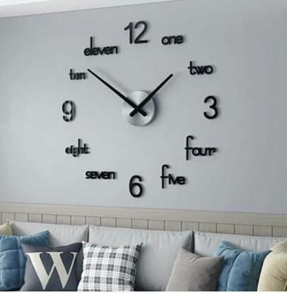 Large 3D Wall Clock Black