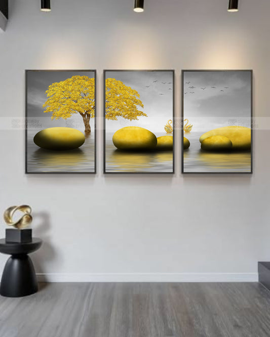 Golden Shore – Zen Canvas Set of 3