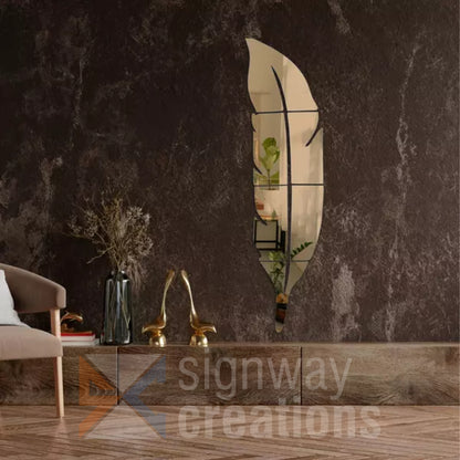 Feather Mirror Acrylic Wall Decor – 6Pcs