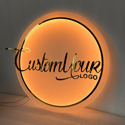 Custom Acrylic Backlit Signs - Clear Board Gold Logo Acrylic Sign