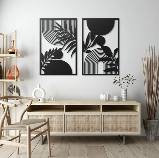 Modern Mid Century Wall Art, Set of 2