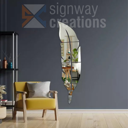 Feather Mirror Acrylic Wall Decor – 6Pcs