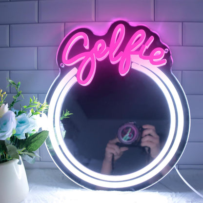 Selfie Circle LED Neon Mirror Light Sign