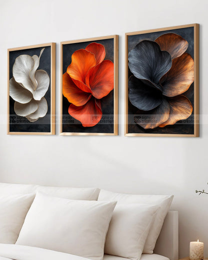Bold Bloom 3D Botanical Canvas Set of 3