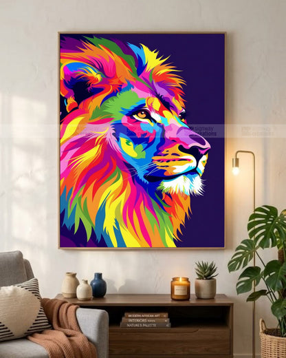 Rainbow Lion Pop Art