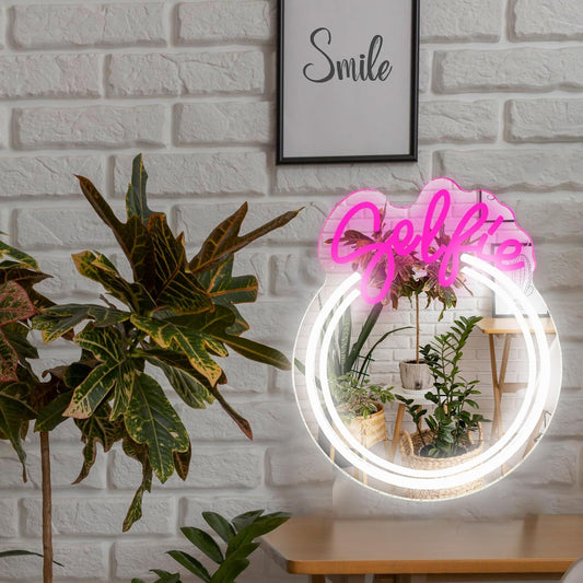 Selfie Circle LED Neon Mirror Light Sign