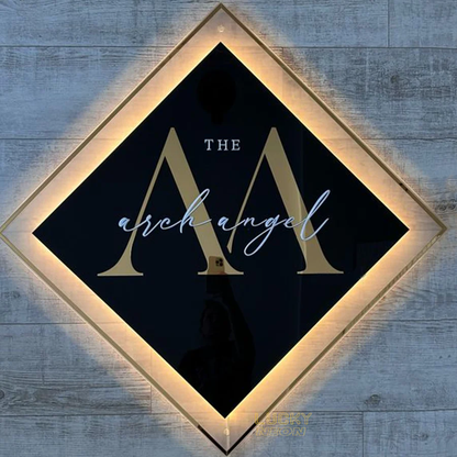 Custom 3D Black Gold Acrylic Business Name Sign