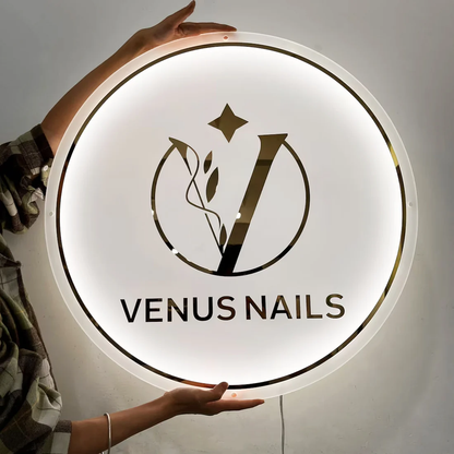 Custom Acrylic Backlit Signs - Clear Board Gold Logo Acrylic Sign