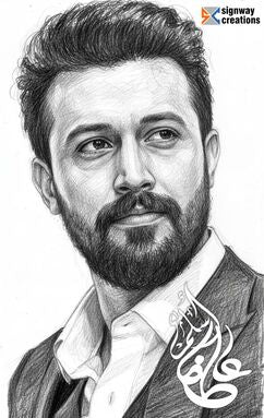 Atif Aslam Pencil Art Canvas Portrait